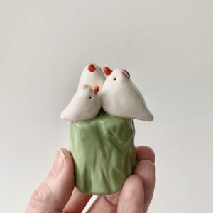 Vogels wit op groen stammetje (verkocht)