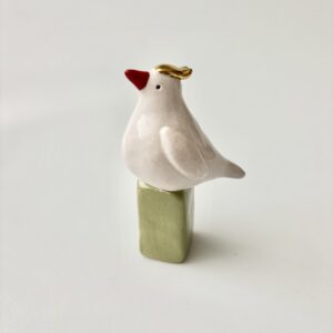 Vogel in wit/ goud/ groen
